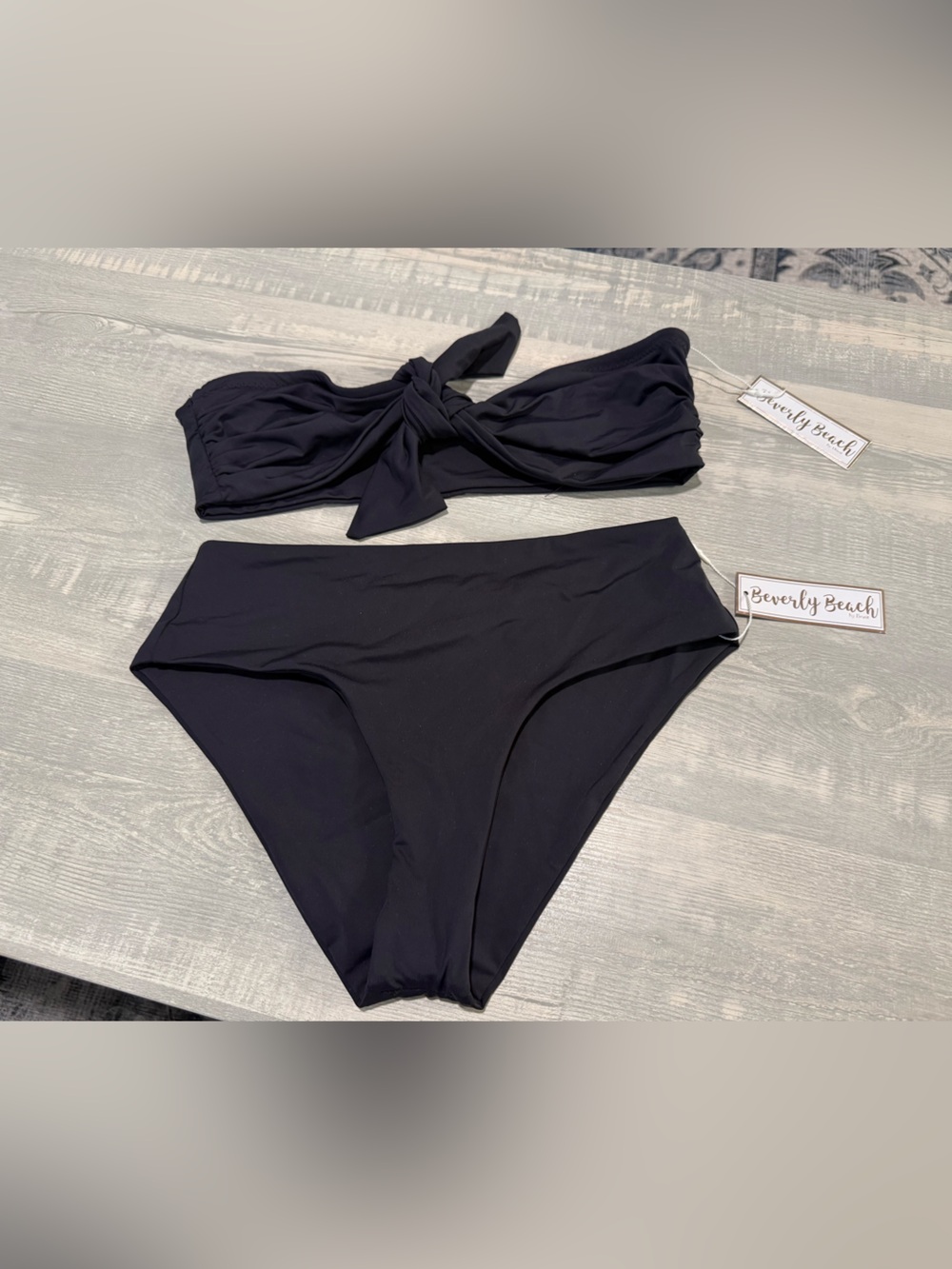 Black High-Waist Bandeau Bikini Set